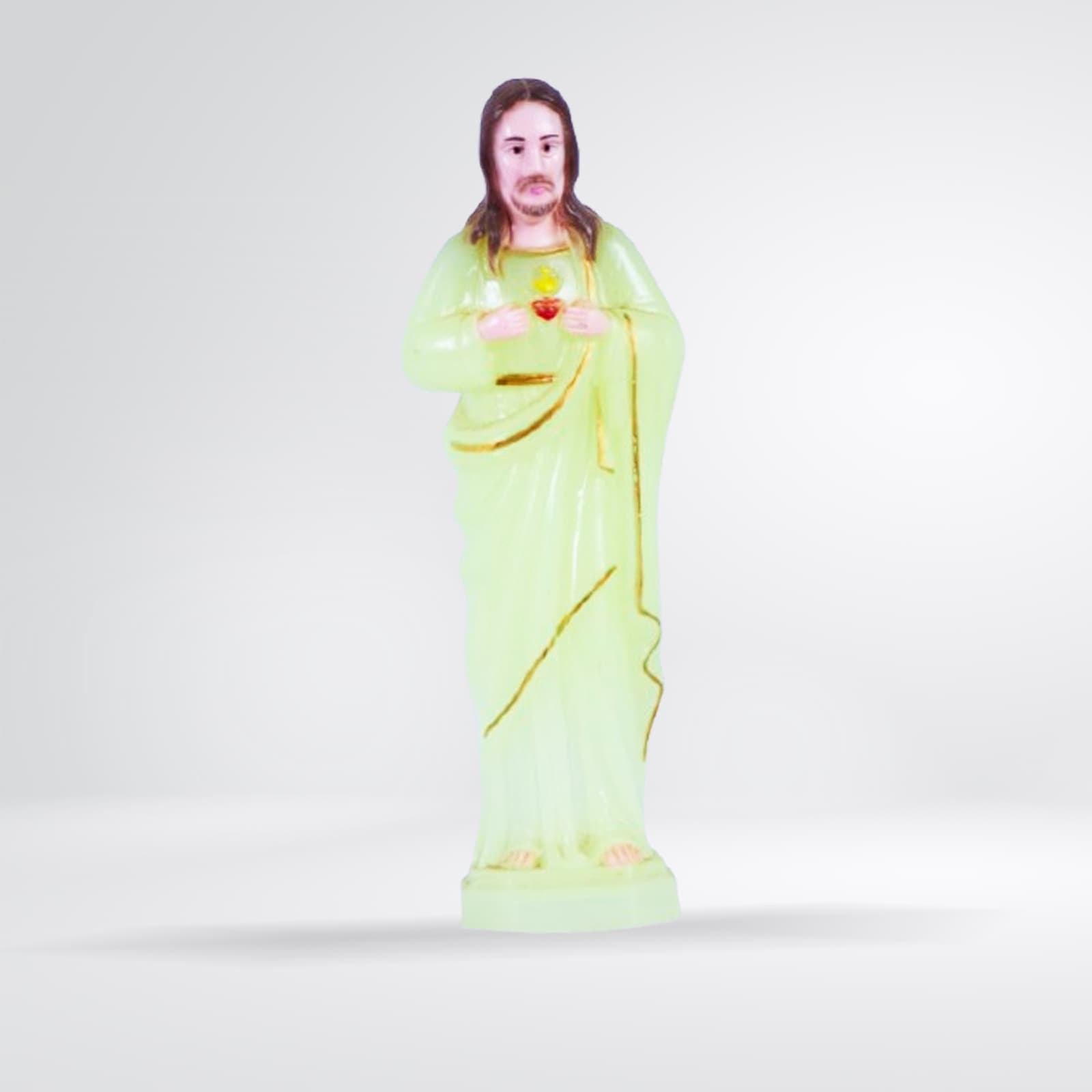 Statue Sacré-Cœur de Jésus fluorescente verte