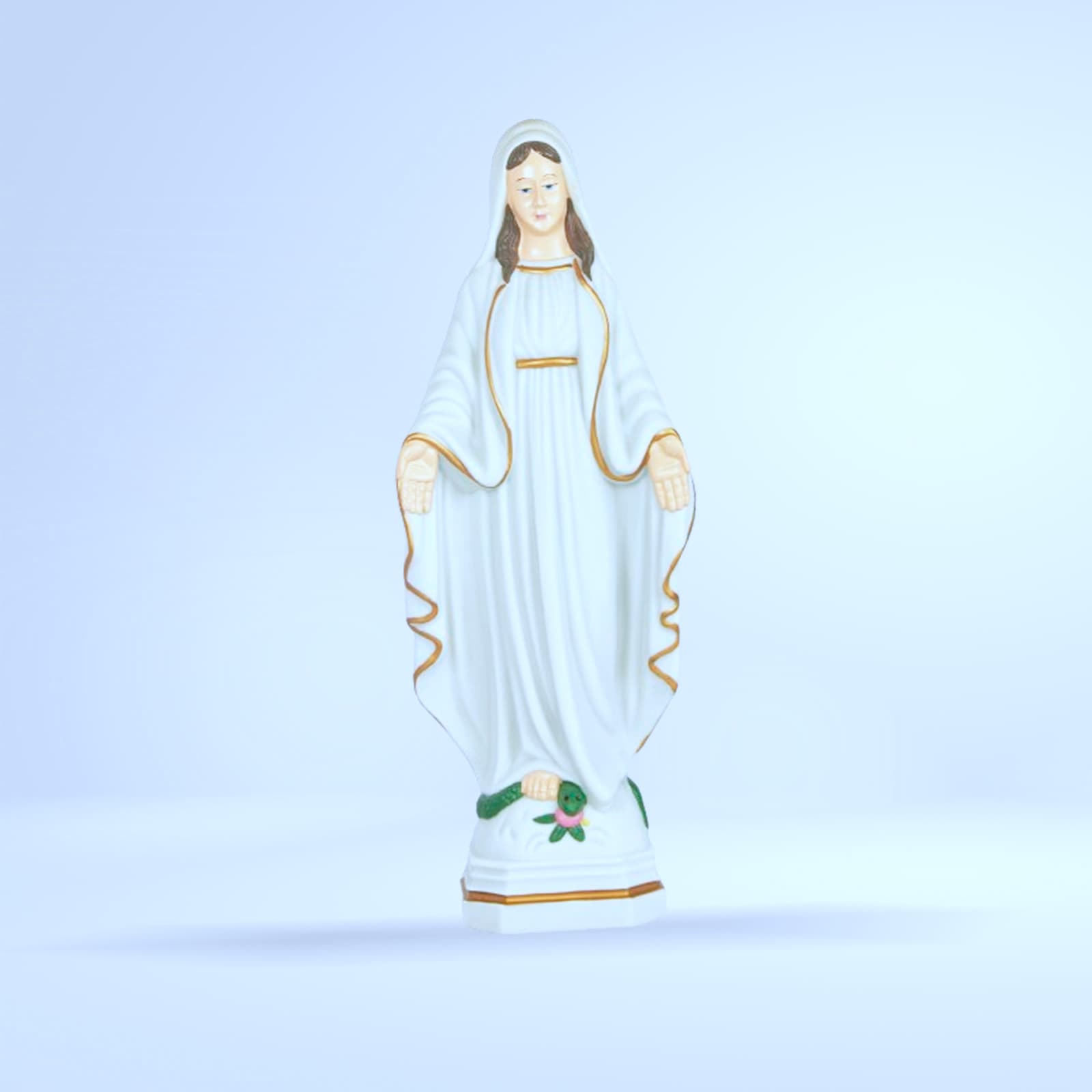 Statue Vierge Miraculeuse (blanche - or, serpent)