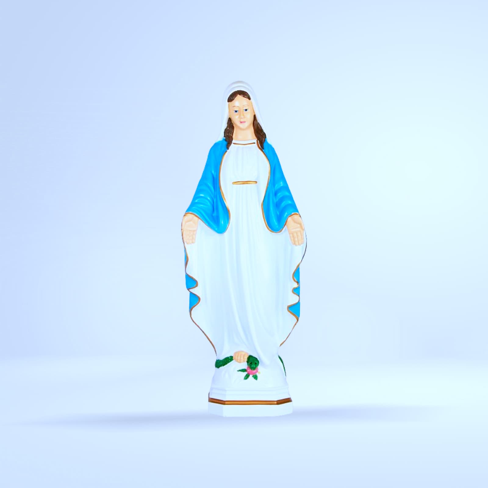 Statue Vierge Miraculeuse (blanche - bleu - serpent)