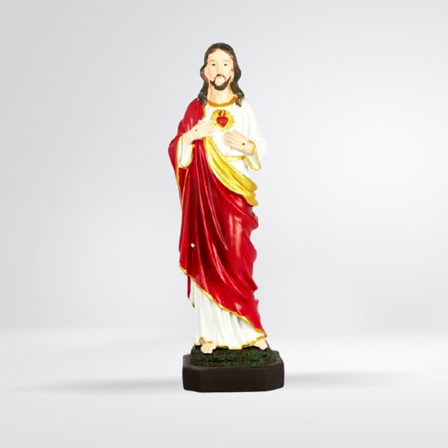 Statue Sacré-Cœur de Jésus rouge et blanc