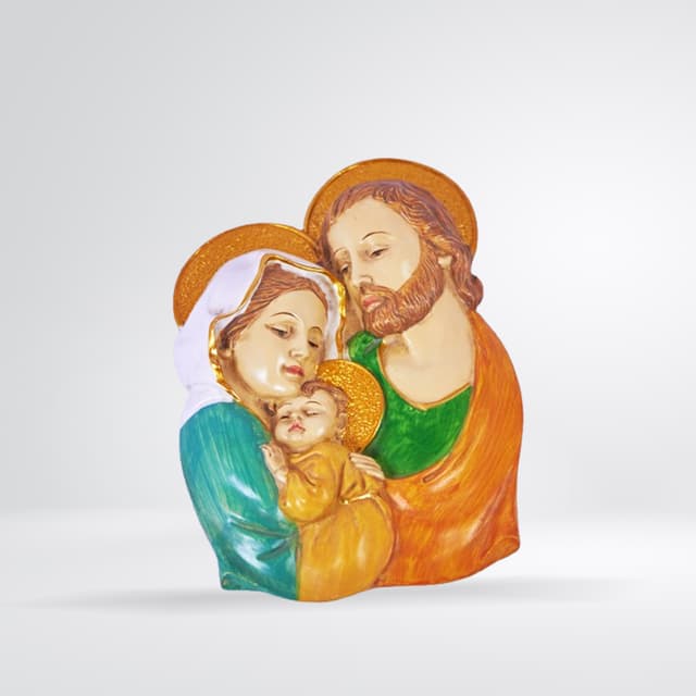 Bas-relief Sainte Famille ivoire et or