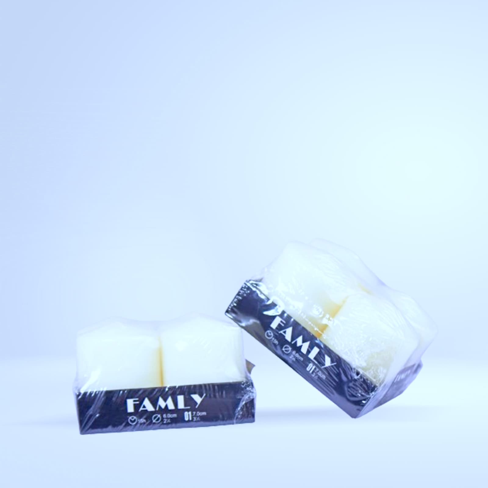 Lot de bougies piliers blanches "Family"