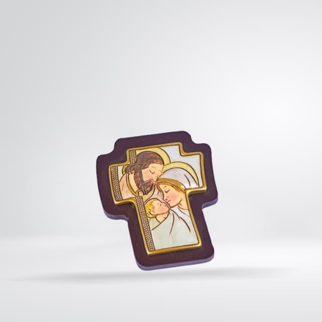 Croix Sainte Famille (violet - doré)