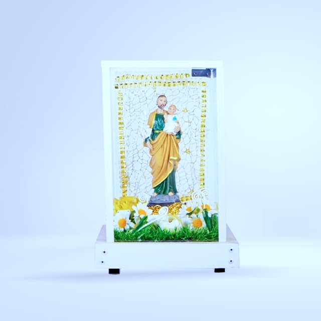 Niche Saint Joseph et Enfant Jésus (vitrine blanche - dorée)